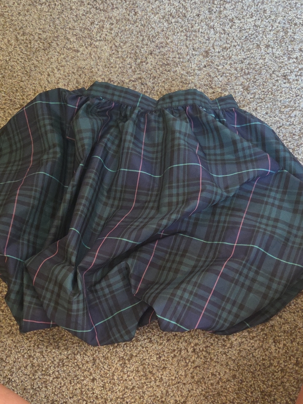 Vineyard Vines Dark Green Plaid Skater Skirt with Pink & Teal Stripes